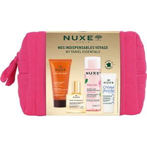 Nuxe Trousse Gli Indispensabili - Set da Viaggio con Acqua Micellare, Crema 3 in 1, Olio Prodigioso e Gel Detergente