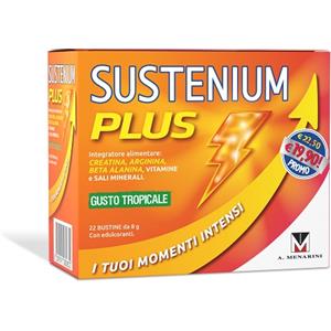Sustenium Plus - Integratore Energetico Gusto Tropicale con Creatina, Arginina e Vitamine - 22 Bustine
