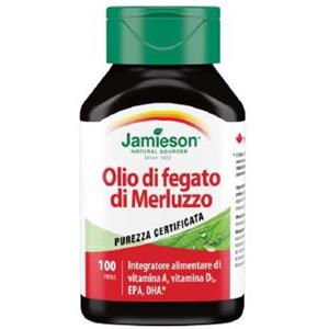 Jamieson Olio di Fegato di Merluzzo - Integratore Alimentare 100 Perle con Vitamina A, D3, EPA e DHA