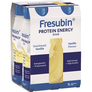 Fresubin Protein Energy Drink Vaniglia - 4 x 200 ml, Nutrizione Completa, Alta Caloria e Proteine, Senza Glutine e Fibre