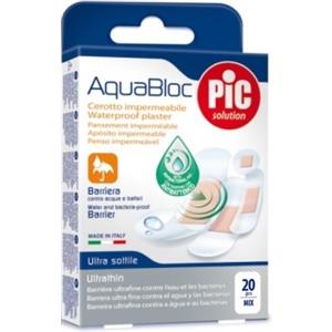PIC AquaBloc Cerotto Impermeabile Mix - 20 Pezzi con Antibatterico Clorexidina