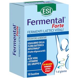 ESI - Fermental Max, Integratore Alimentare con Fermenti Lattici Vitali e Aloe Vera, Favorisce l'Equilibrio della Flora Intestinale, Gusto Yogurt, Senza Glutine e Vegan, 12 Mini Drink