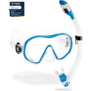 Cressi F-Dual + Supernova Dry Combo Clear/Blue - Combo Set Unisex Maschera F-Dual e Dry Snorkel per Snorkeling e Immersioni, Trasparente/Blu, Taglia Unica