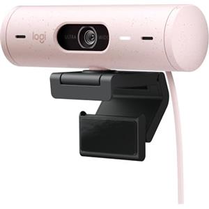 Logitech Brio 500 Webcam Full HD Correzione Luce, Show Mode, Microfono Riduzione del Rumore, Copertura Privacy, Streaming, Funziona con Microsoft Teams, Google Meet, Zoom, Cavo USB-C - Rosa
