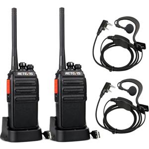 Retevis RT24 Walkie-Talkie, Ricetrasmittenti, PMR446 Licenza-Libero 16 Canali CTCSS/DCS, Facile da Usare, Walkie Talkie Ricaricabili con USB Base di Ricarica e Auricolare (1 Coppia, Nero)