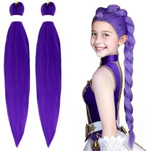 OMIGA Parrucca da Cacciatore di Demoni per Cosplay Anime 2 Pezzi Parrucca | Lunga con Treccia Viola Rumi Extension Intrecciati per Creare Vari Stili Creativi Halloween Costume Cosplay