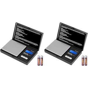 Vinabo Bilancia di Precisione 700g/0.01g, Portatile Bilance per Gioielli, Digital Pro Pocket, con Display LCD e 7 Unità, Funzione Tara, per Cucina Cucinare, Caffè, Farmaci, Nero (Confezione da 2)