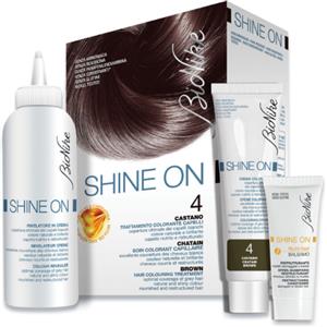 Bionike Shine On Trattamento Colorante Capelli Castano 4 - Senza Ammoniaca, Nutre e Protegge i Capelli