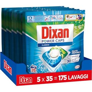 Dixan Power Caps Classico, Detersivo Lavatrice in Capsule, 5 Confezioni da 35 PZ