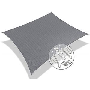 VOUNOT® Tenda da Sole per Esterno, 2.5x3 m Vela Ombreggiante Rettangolare con Kit di Fissaggio, Tenda a Vela, Traspirante HDPE Protezione UV, per Giardino, Balcone, Terrazza, Grigio