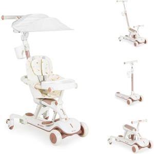 Byox Monopattino Bambini Cornet 6 in1 Monopattino Multifunzionale Scivolo Musica, Colori:whitely