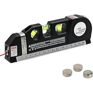 TANIASHOP Livella Laser 4 in 1 con Metro a Nastro Multifunzionale Laser Multiuso Livellante Laser Orizzontale Verticale e Trasversale Livella a Bolla con Righello Batterie incluse