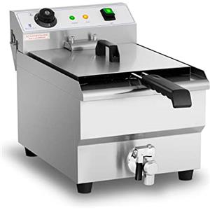 Royal Catering Friggitrice Elettrica Con Zona Fredda e Rubinetto di Scarico RCEF-13EHB (13 litri, 3.200 W, Acciaio inox, 50-200 °C)