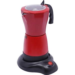Beaudreaul Caffettiera elettrica da 480 W, con base da 300 ml, rotazione a 360°, macchina per caffè espresso rimovibile, per famiglie, riunioni, caffè, uffici, ecc. (rosso)