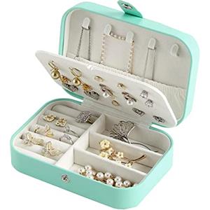 Lrikas Scatole Portagioie Gioielli da Viaggio da Donna Organizzatore da Ragazza Custodia Piccola da Gioielleria per Anelli Orecchini Collane Bracciali, 16,5 x 11,5 x 5,5 cm（Verde Chiaro）
