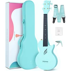 Enya Nova U 23 - Ukulele Cut-Out in Fibra di Carbonio (Concerto), blu | Set Starter con Custodia, Tracolla, Capotasto e Corde - Impermeabile, Ideale per Principianti Adulti
