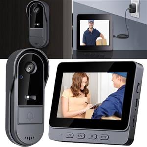 Winnes Videocitofono Senza Fili da Esterno,Video Campanello Citofoni con Telecamera 1080P 170° Ultra Grandangolo IP65,Video Spioncino con Schermo IPS 4,3'' Audio Bidirezionale,Nessun WiFi o APP