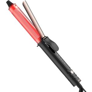 K&K Ferro arricciacapelli professionale a infrarossi (32 mm), temperatura massima fino a 230 °C, doppia tensione, tubo in alluminio oro rosa