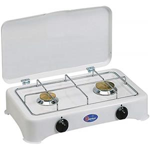 CFParker Parker Fornello A Gas Metano 2 Fuochi per Uso Esterno con Coperchio - Mod 5326CBm