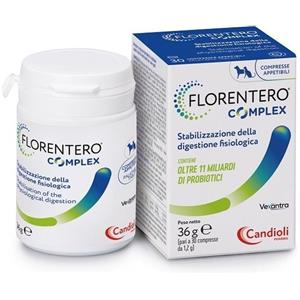 Candioli Florentero Complex - Mangime complementare per cani e gatti - 30 compresse con oltre 11 miliardi di probiotici