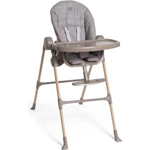 Chicco Polly Essential Seggiolone Pappa Evolutivo per Bambini da 0 Mesi a 15 KG, Reclinabile in 3 posizioni, 7 Livelli di altezza, Chiusura Compatta, Tessuto in poliestere riciclato, Grigio Chiaro