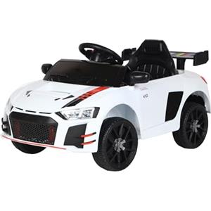 Baroni Toys Macchina Elettrica per Bambini 6V con Telecomando, Musica, Luci LED e Sedile in Ecopelle - Auto Elettrica 3-5 km/h per Bambini da 1 a Anni, Stile Sportivo Bianca