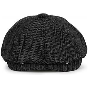 KeepSa Coppola Newsboy cap Baker Boy - 8 Pannelli Peaky Herringbone Tweed Gatsby Hat Ivy Cappellino Irlandese per Uomo e Donna, Nero, 59-60