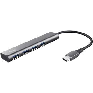 Trust Halyx 4 Porte Hub USB-C 3.2 Gen 1, Velocità 5 Gbps, Sdoppiatore Multiporta USB-A, Multipresa USB Plug & Play, Adattatore Compatto per PC, Portatile, Laptop, Desktop, Macbook - Grigio