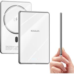 Kuulaa Power Bank Per iPhone, Kuulaa PowerBank Magsafe 5000mAh Ultra Slim 6.9mm Power Bank Magnetico,20W Ricarica Rapida Caricatore Portatile con USB-C per iPhone 16/15/14/13/12/Pro/Plus/Max Series (White)