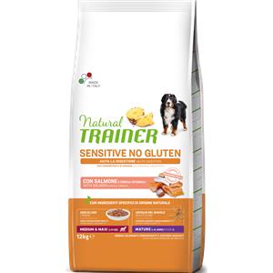 Natural Trainer Sensitive No Gluten - Alimento Secco per Cani Mature Medium/Maxi con Salmone - 12 kg