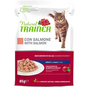 Natural Trainer Cibo Umido per Gatti Adulti con Bocconcini di Salmone in Salsa - 85g