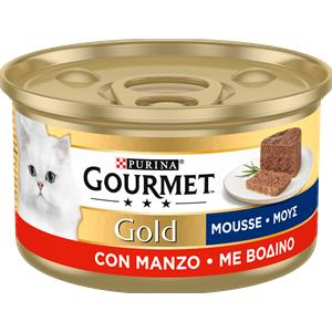 Purina Gourmet Gold Mousse con Manzo 85g - Alimento Completo per Gatti Adulti con Consistenza Morbida e Vellutata