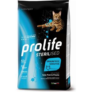 Prolife Cat Sterilised Grain Free Sensitive Sogliola Patate 7 kg Per Gatti
