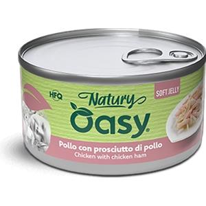 Oasy Alimento Completo per Gatti - Pollo con Prosciutto, 150 g, Senza Conservanti e Coloranti