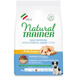 Trainer Natural Puppy & Junior Medium con Pollo Fresco - Alimento Completo per Cuccioli di Taglia Media - 3 Kg