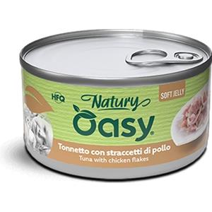 Oasy Wet Cat - Tonno con Straccetti di Pollo, Alimento Umido Naturale per Gatti Adulti, 150 g