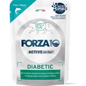 Forza10 Diabetic Active - Alimento umido per gatti adulti al salmone, 12x80 gr, per il controllo del glucosio