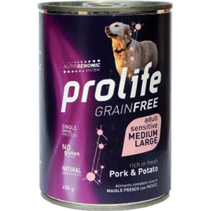 Prolife Dog Medium Large Adult Sensitive Grain Free Maiale e Patate 400 gr Umido Per Cani