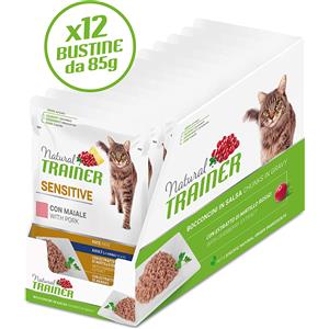 Natural Trainer Cibo Umido per Gatti Adulto Sensitive con Maiale Paté 85g