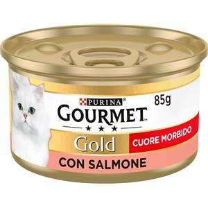 Purina Gourmet Gold Cuore Morbido con Salmone - Cibo Umido per Gatti Adulti - 85 gr