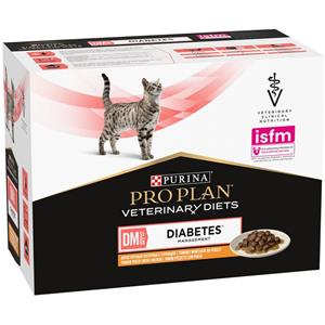 Purina Pro Plan Veterinary Diets DM Gestione del Diabete Pollo - Alimento Umido Dietetico per Gatti Adulti - 10 x 85 g