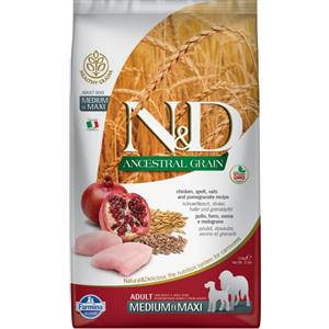 Farmina N&D Ancestral Grain Pollo e Melograno - Alimento Completo per Cani Adulti Medium/Maxi - 2,5 Kg