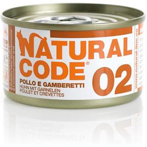 Natural Code Cibo Umido per Gatti Adulto - Pollo e Gamberetti 85g, Senza Conservanti e Glutine