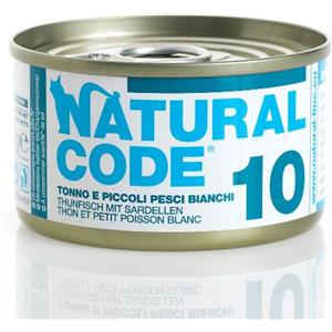Natural Code 10 - Cibo Umido per Gatti con Tonno e Piccoli Pesci Bianchi - Lattina da 85g