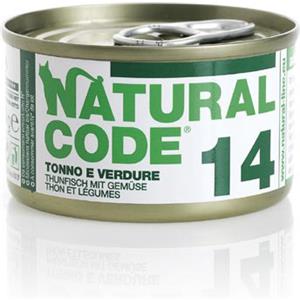 Natural Code 14 Cibo Umido per Gatti - Tonno e Verdure 85g Senza Conservanti e Glutine
