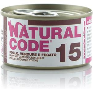 Natural Code 15 Pollo, Verdure e Fegato - Alimento Umido per Gatti Adulti 85g