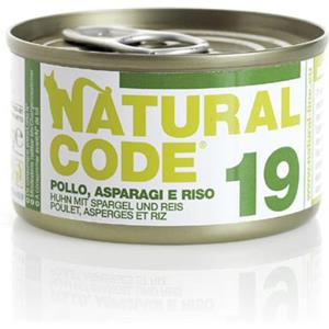 Natural Code 19 Cibo Umido per Gatti - Pollo, Asparagi e Riso 85g - Senza Conservanti e Glutine