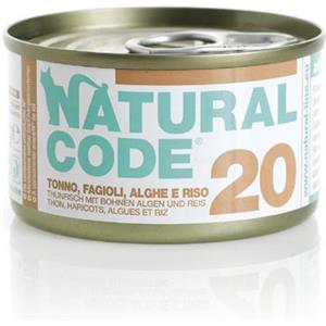 Natural Code 20 - Alimento Umido per Gatti Adulto al Tonno, Fagioli e Alghe - 85g