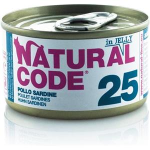 Natural Code 25 Pollo e Sardine in Jelly - Cibo Umido per Gatti Adulti 85g Senza Conservanti