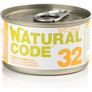 Natural Code 32 Tonno, Amaranto e Mirtilli in Jelly - Cibo Umido per Gatti Adulto 85 gr